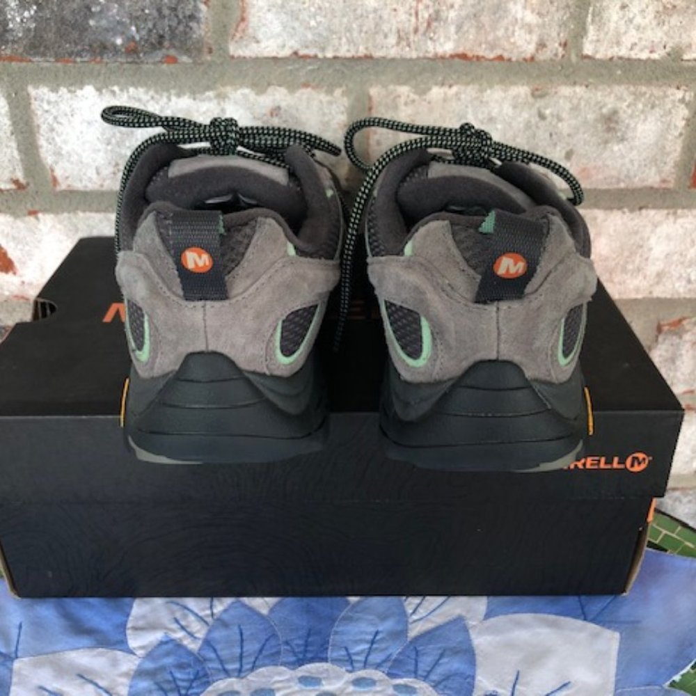 MERRELL MOAB 2 WATERPROOF HIKING SHOE DRIZZLE/MINT 7.5 W - Picture 4 of 14